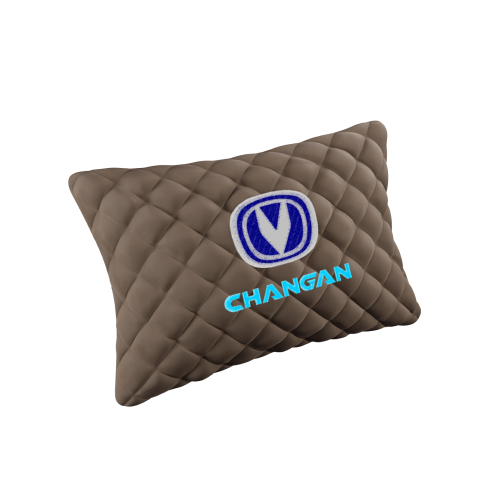 Подушки из алькантары Подушка из алькантары бежевая с вышивкой CHANGAN